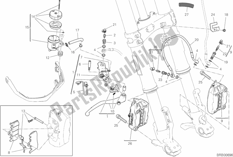 All parts for the Front Brake System of the Ducati Multistrada 950 USA 2020